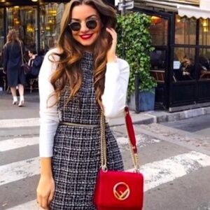 ZARA F/W 2018. Black Tweed Playsuit Jumpsuit With Chain Trims. XS